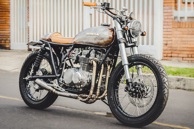 ROUGH AND READY. Pasquale’s ‘111’ Honda CB500 Cafe Brat