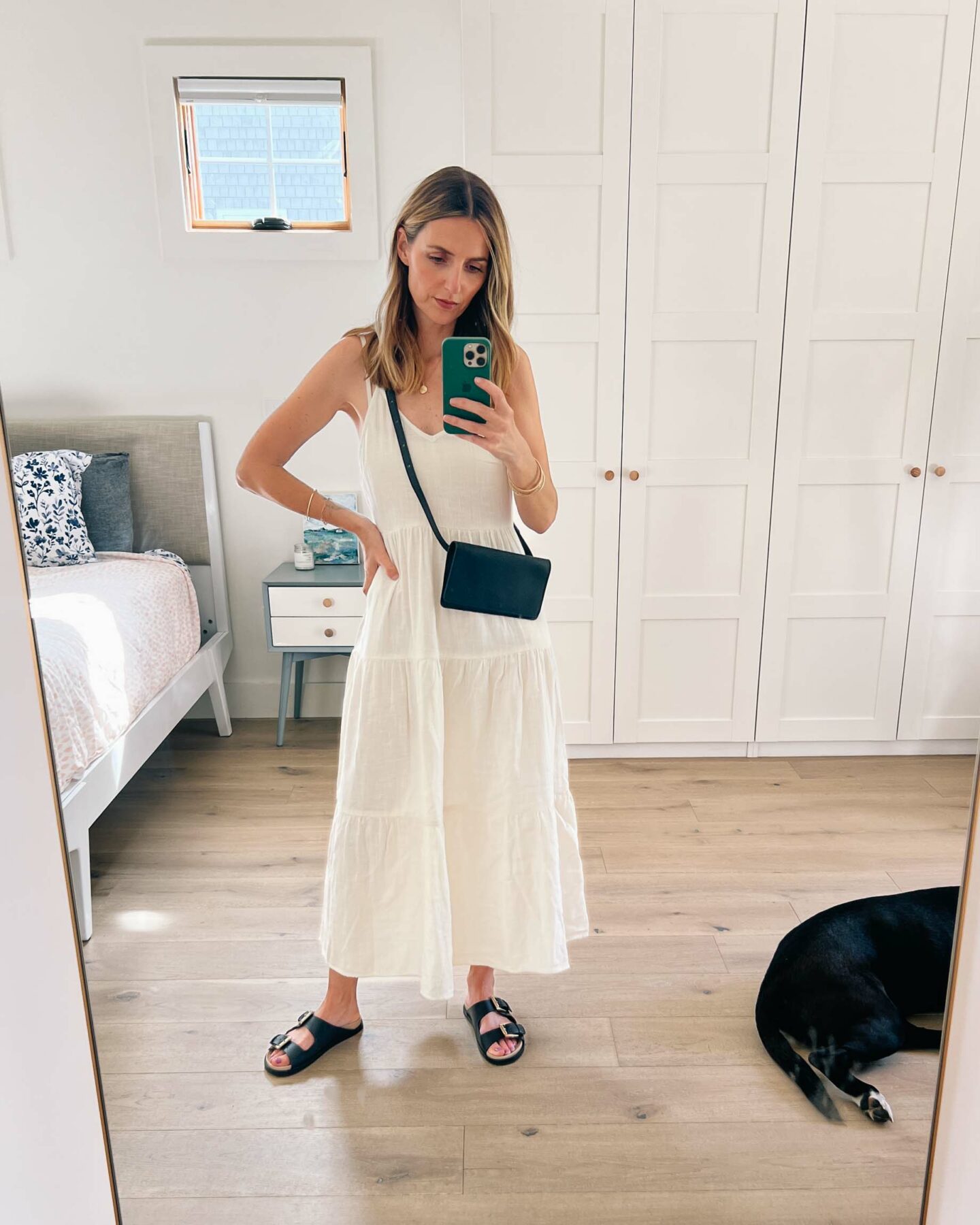 ABLE Maxi Dress, sandals and bag