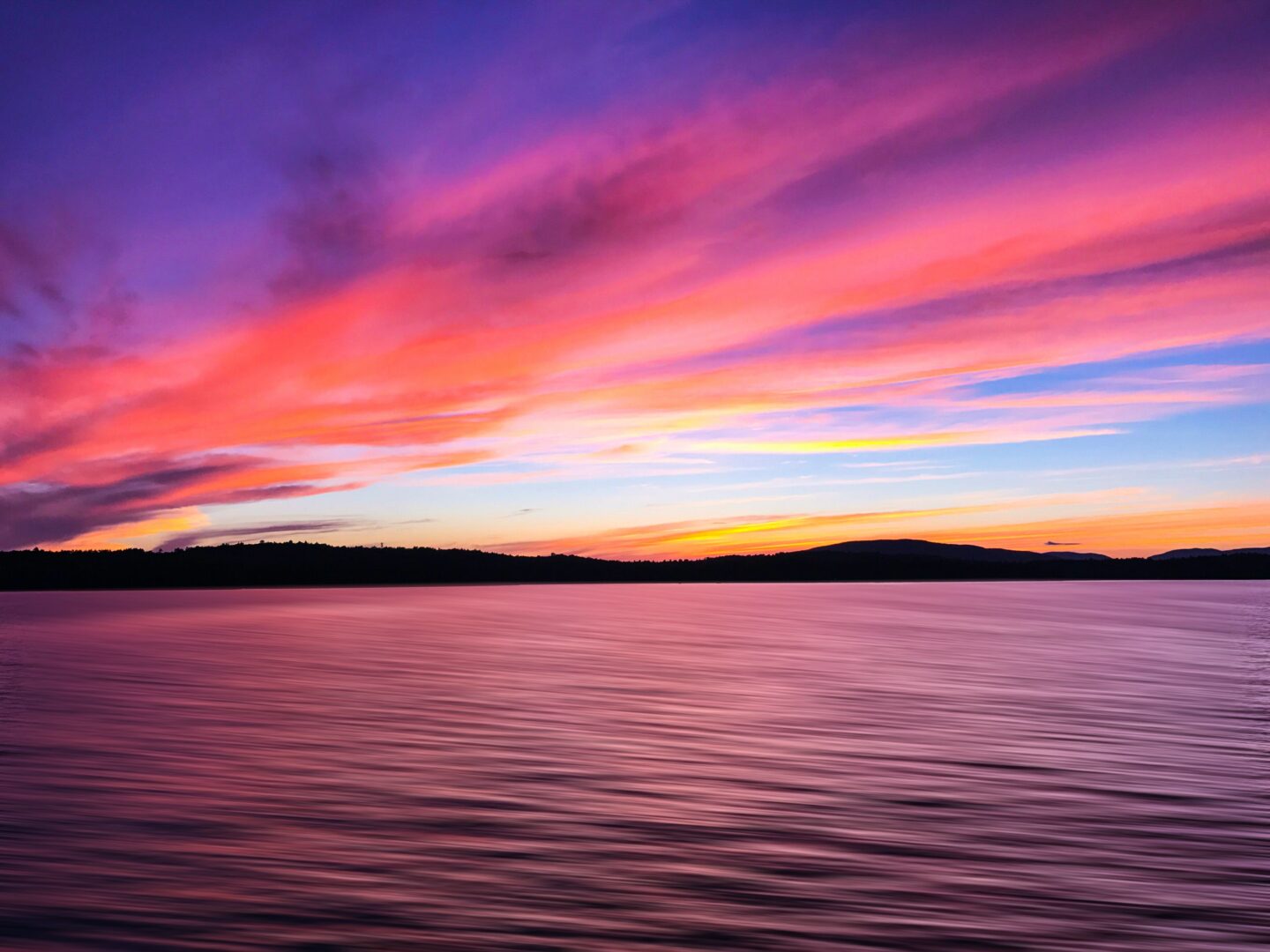 Lake Winnipesaukee pink skies