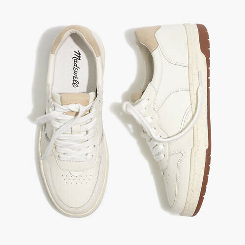 madewell court sneakers in white leather