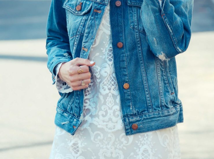 LACE DRESS AND DENIM JACKET