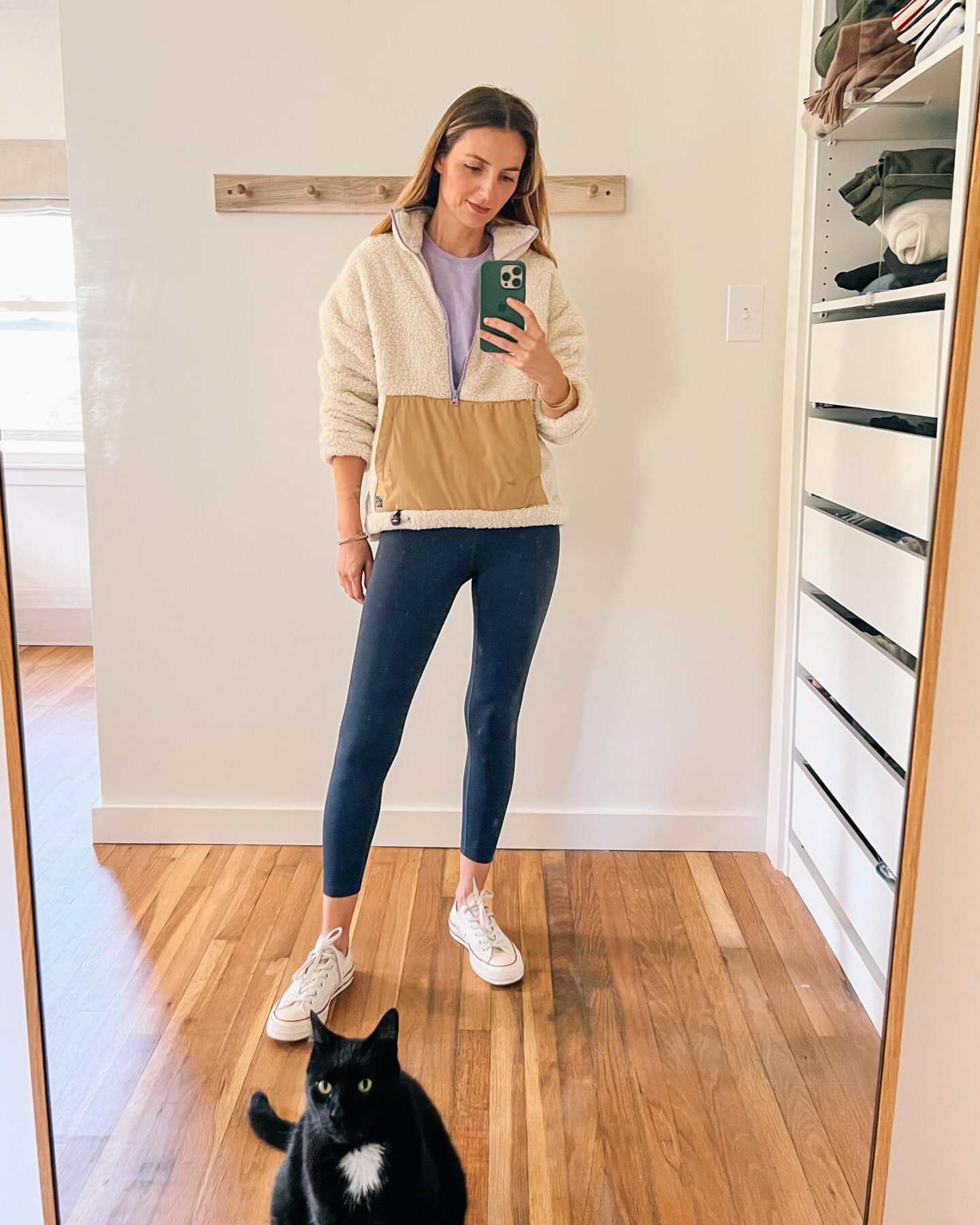 Fleece pullover outfit work from home