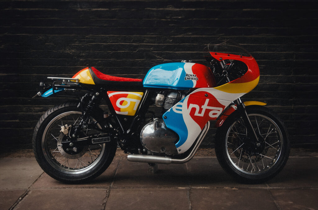 TECHNICOLOR CONTI: Royal Enfield GT650 from Top Gear.