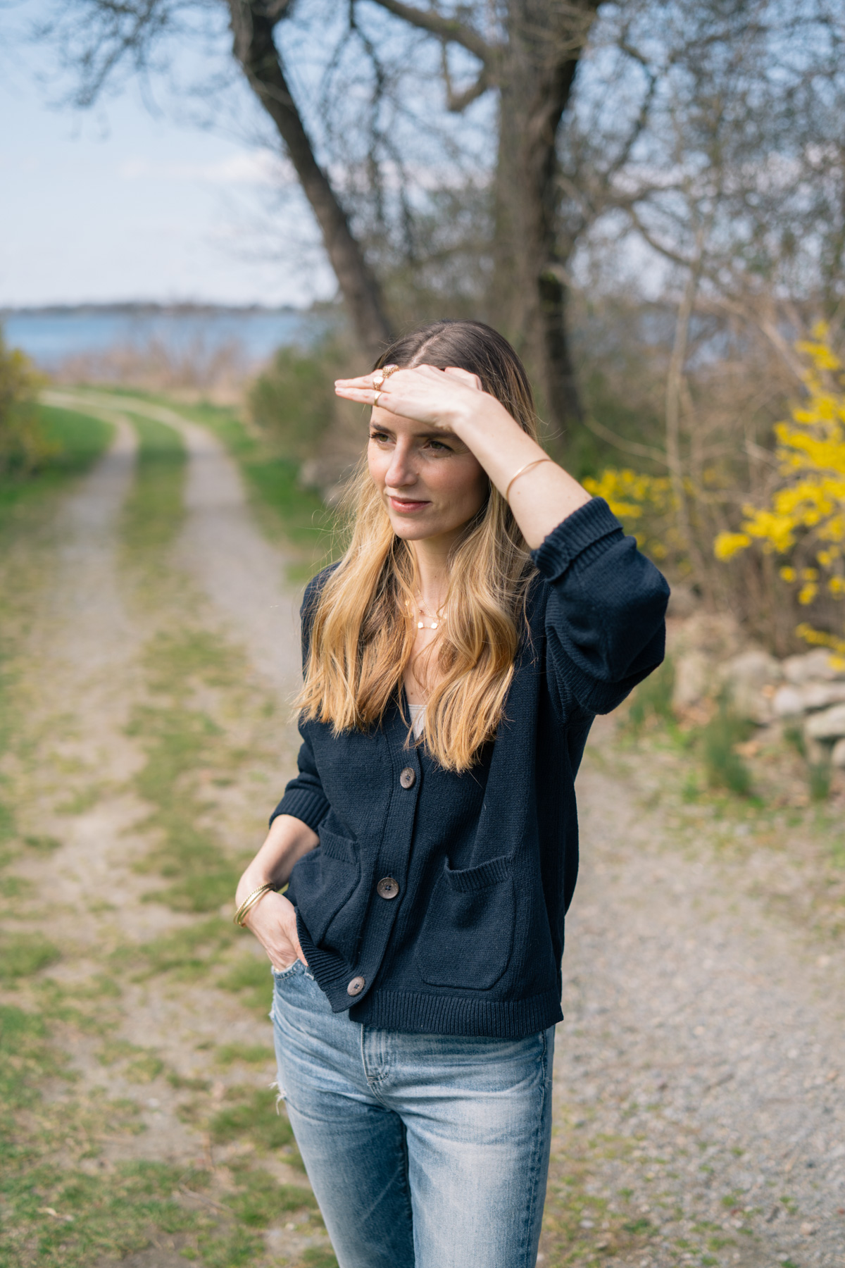 White + Warren navy cardigan